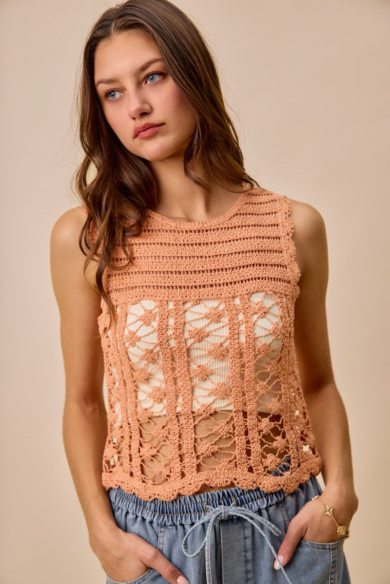So Me Crochet Knitted Lace Sweater Tank Top