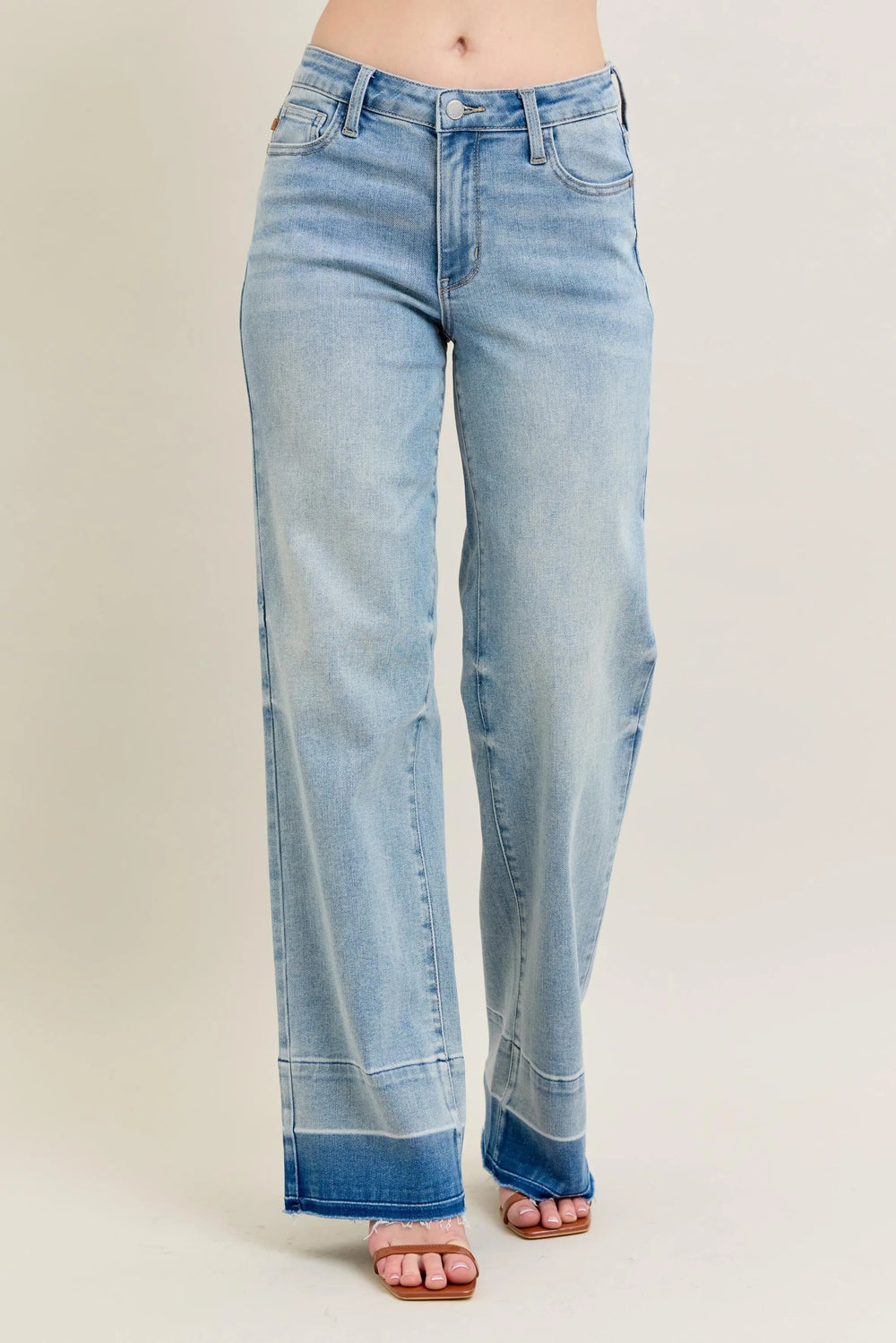 Lt Judy Blue Full Size Mr Release Hem Wide Leg Jeans Plus Size