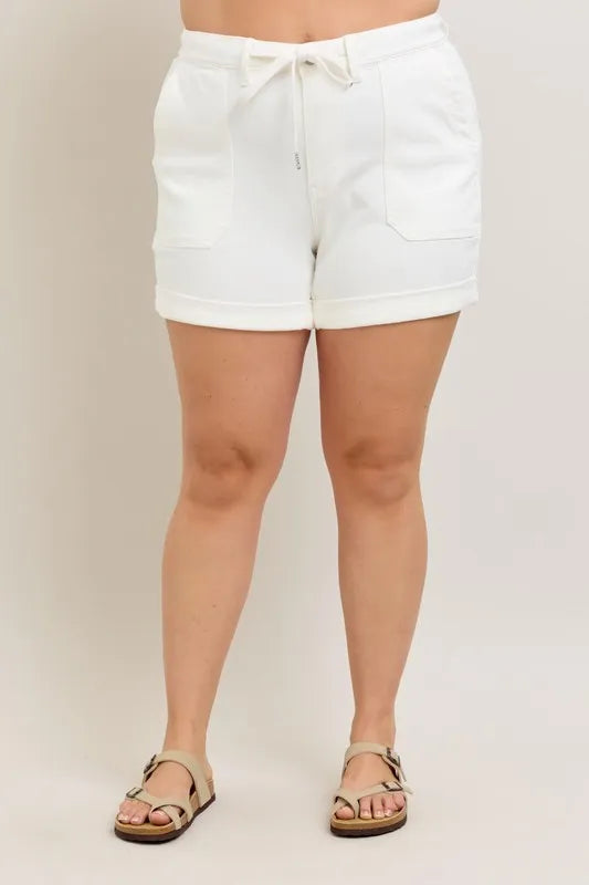 Wht Judy Blue Plus Size High Waist Cuff Denim Shorts