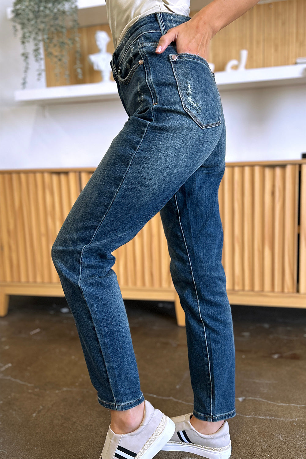 Dark Judy Blue Full Size Tummy Control High Waist Slim Jeans