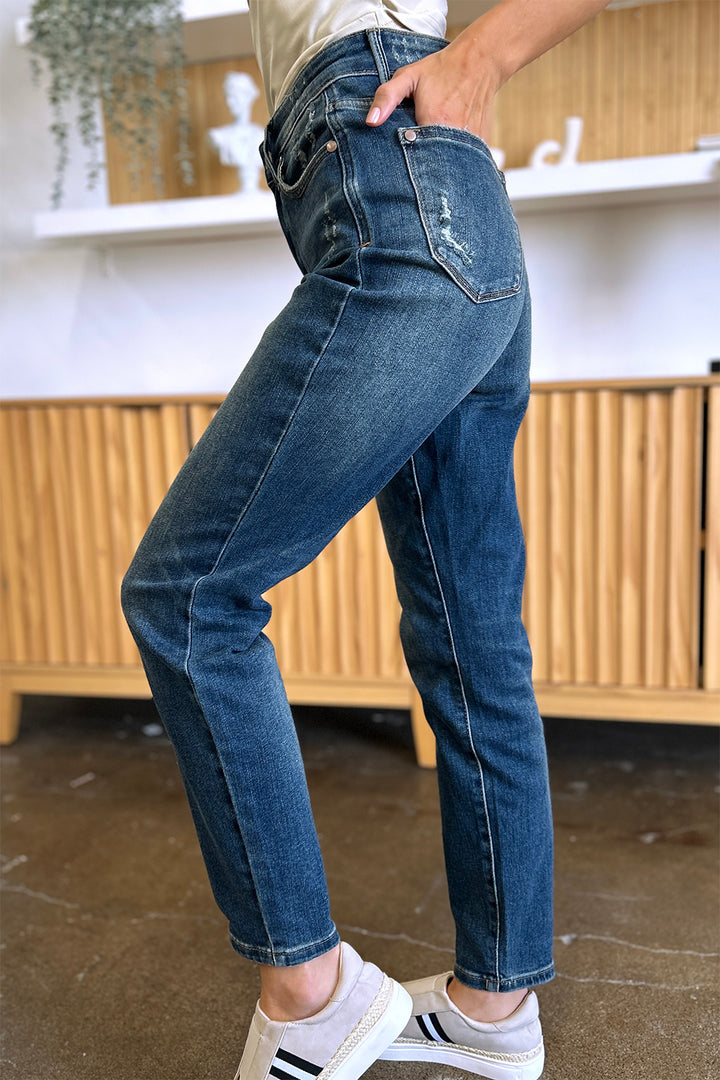 Dark Judy Blue Full Size Tummy Control High Waist Slim Jeans