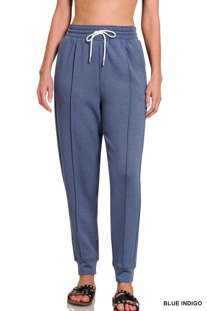Blue Indigo Zenana Drawstring Scuba Sweatpants With Pockets 1