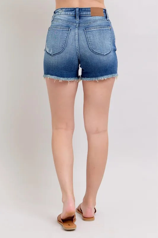 Md Judy Blue Full Size V Front Denim Shorts With Shield Pockets Plus Size