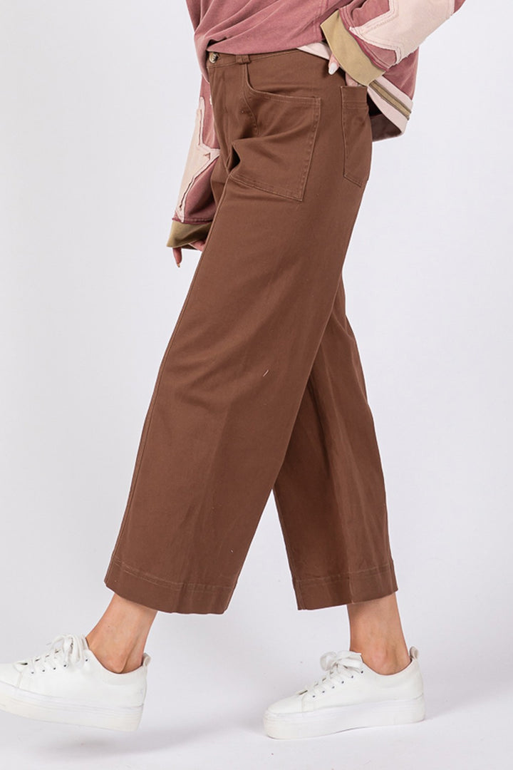 Mocha Sage Fig Wide Leg Cropped Pants