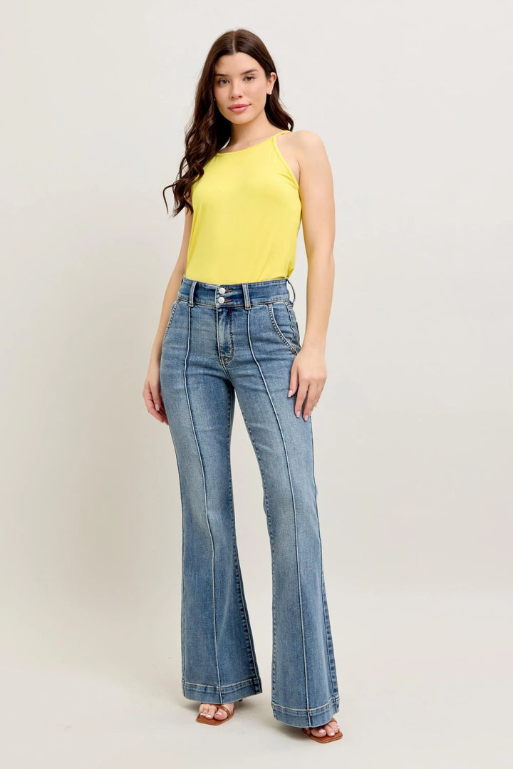 Md Judy Blue Full Size High Waist Flare Denim Jeans With Front Seam Detail Plus Size