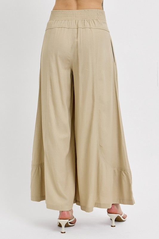 Risen Shirring Detail Wide Leg Pants 1