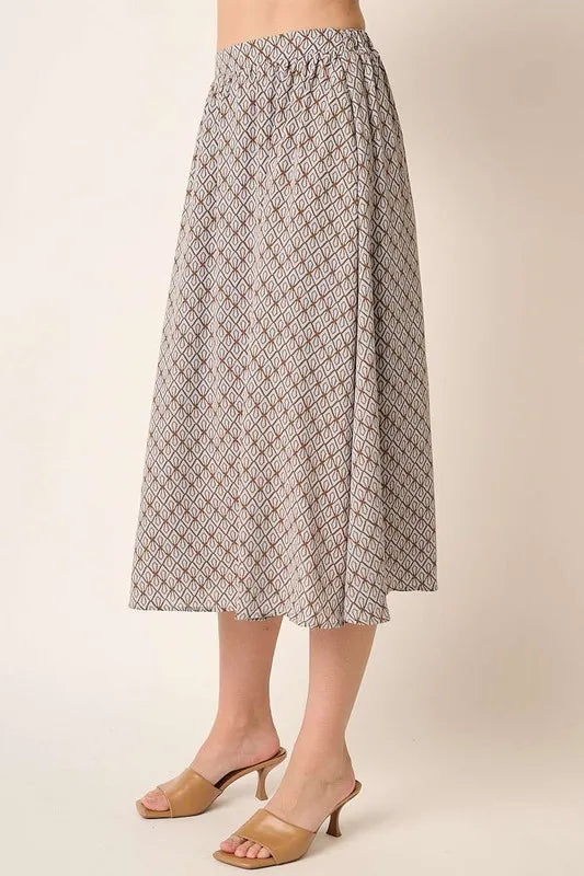 Taupe Mittoshop Printed Midi Skirt