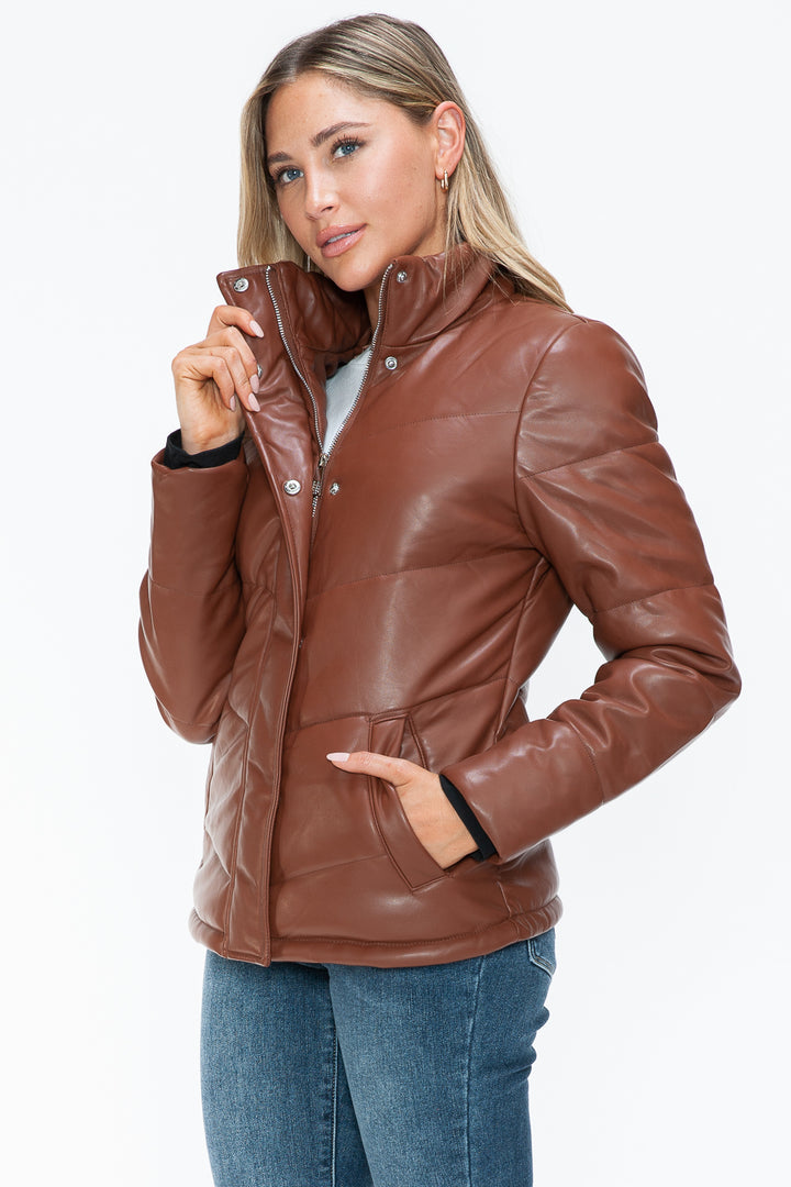 Snobbish Pocketed Zip Up Turtleneck Puffer Jacket 1