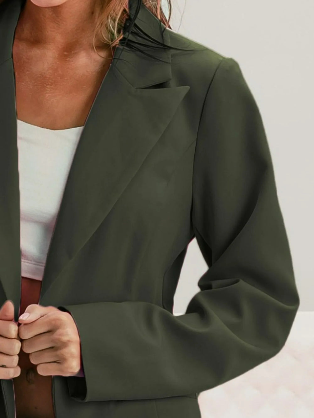 Olive Bibi Single Breasted Peaked Lapel Blazer