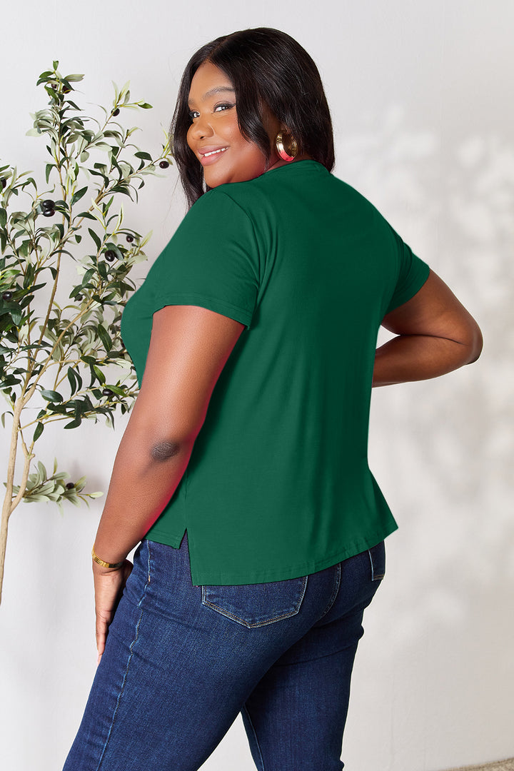Purple Basic Bae Full Size Round Neck Short Sleeve T Shirt 1