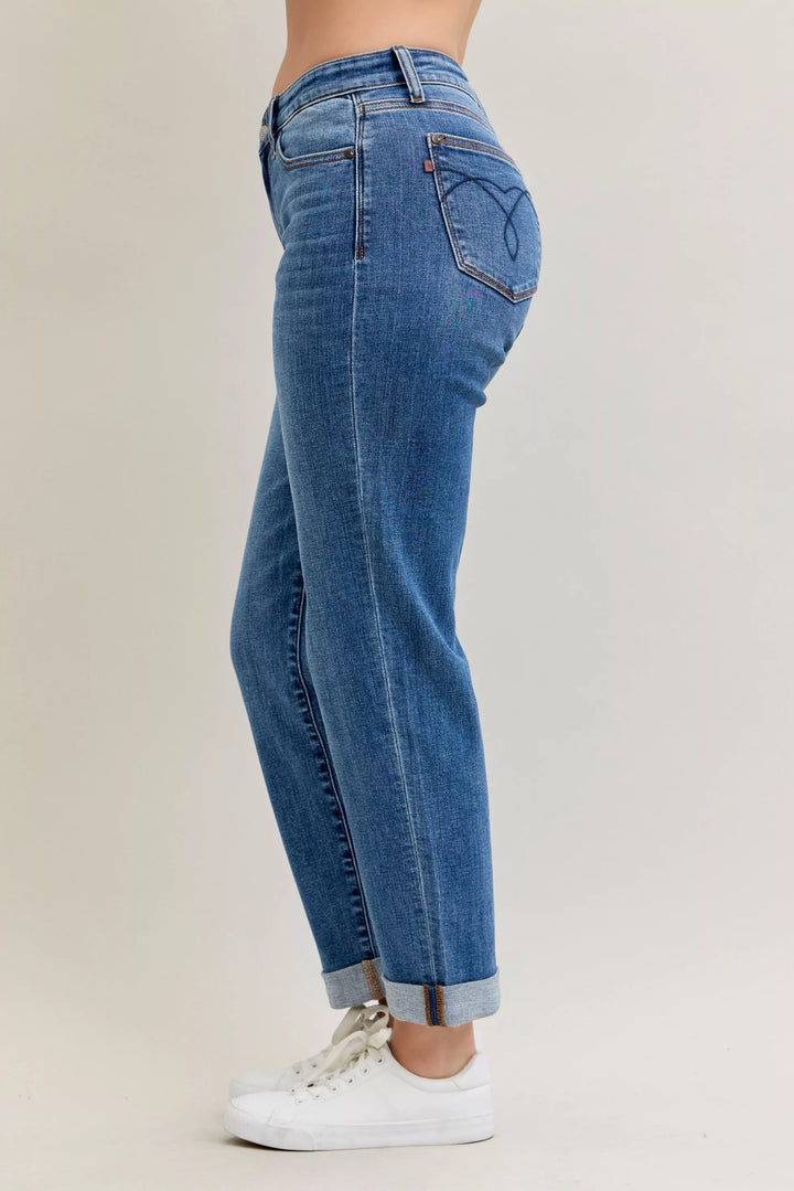 Md Judy Blue Full Size Mid Rise Bf Classic Cuffed Jeans Plus Size