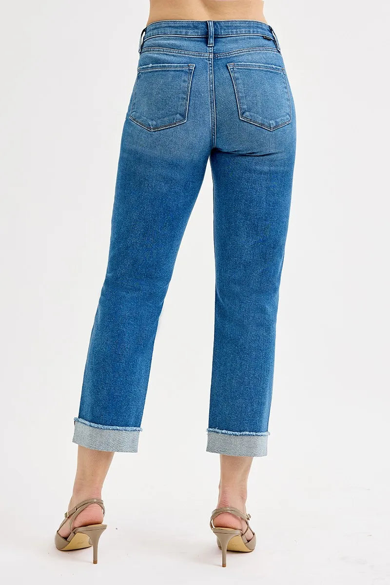 Dark Risen Full Size High Rise Boyfriend Fit Ankle Jeans Plus Size