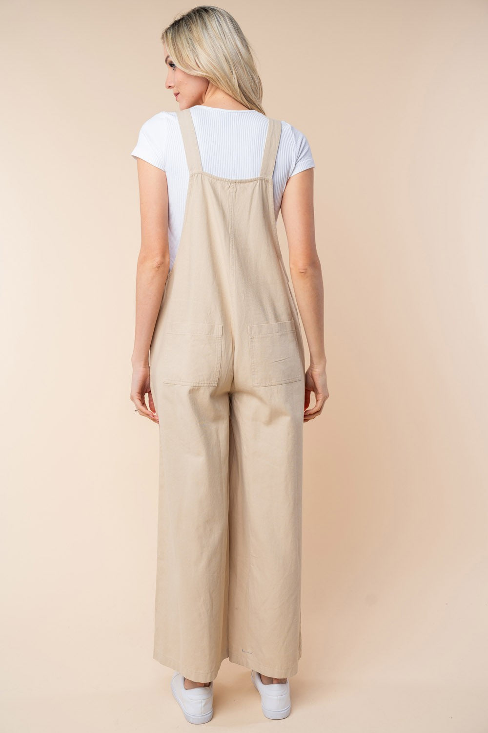 Oatmeal White Birch Sleeveless Wide Leg Jumpsuit