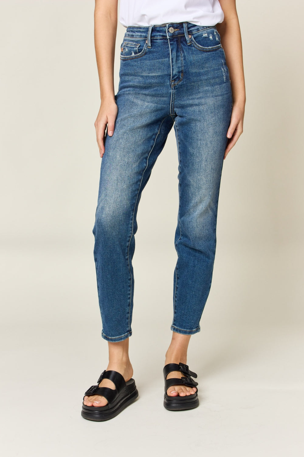 Dark Judy Blue Full Size Tummy Control High Waist Slim Jeans