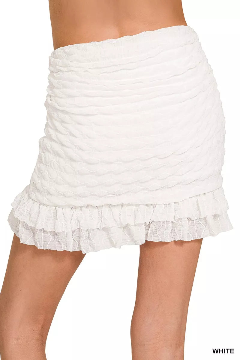 Zenana Ruched Mini Skirt With Built In Shorts 1
