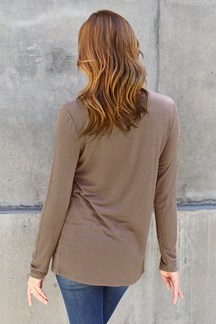 Mocha Basic Bae Full Size Round Neck Long Sleeve Top