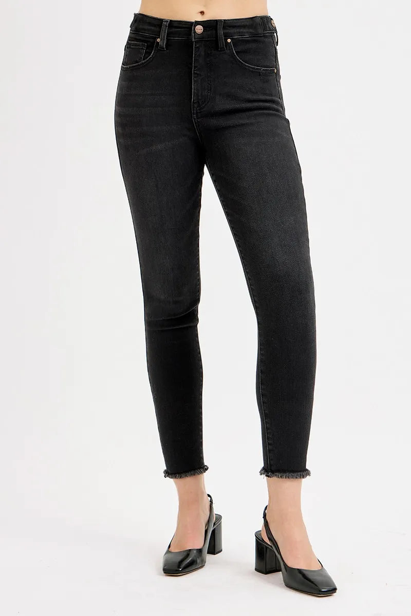 Black Risen Full Size Tummy Control High Rise Adjustable Waist Skinny Jeans Plus Size