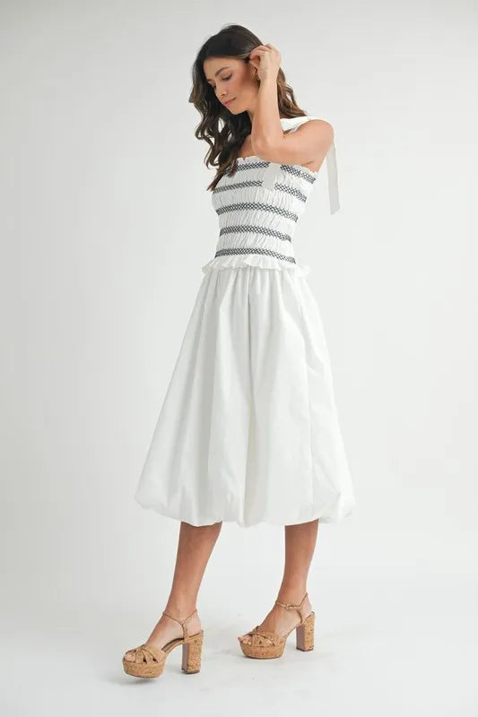 Mable Smocked Bodice Bubble Midi Dress 1