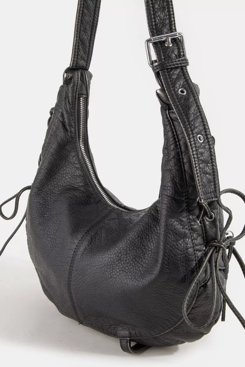 Fame Larger Leather Crescent Shoulder Bag