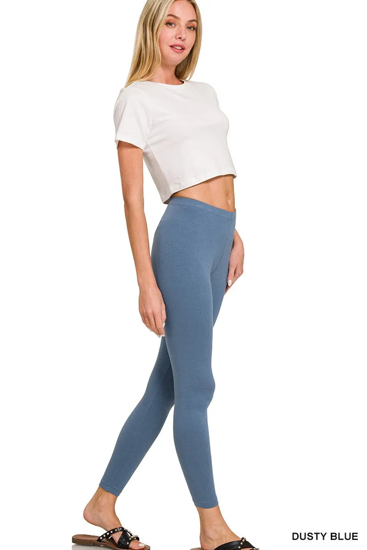 Zenana Cotton Round Neck Top Legging Set 2