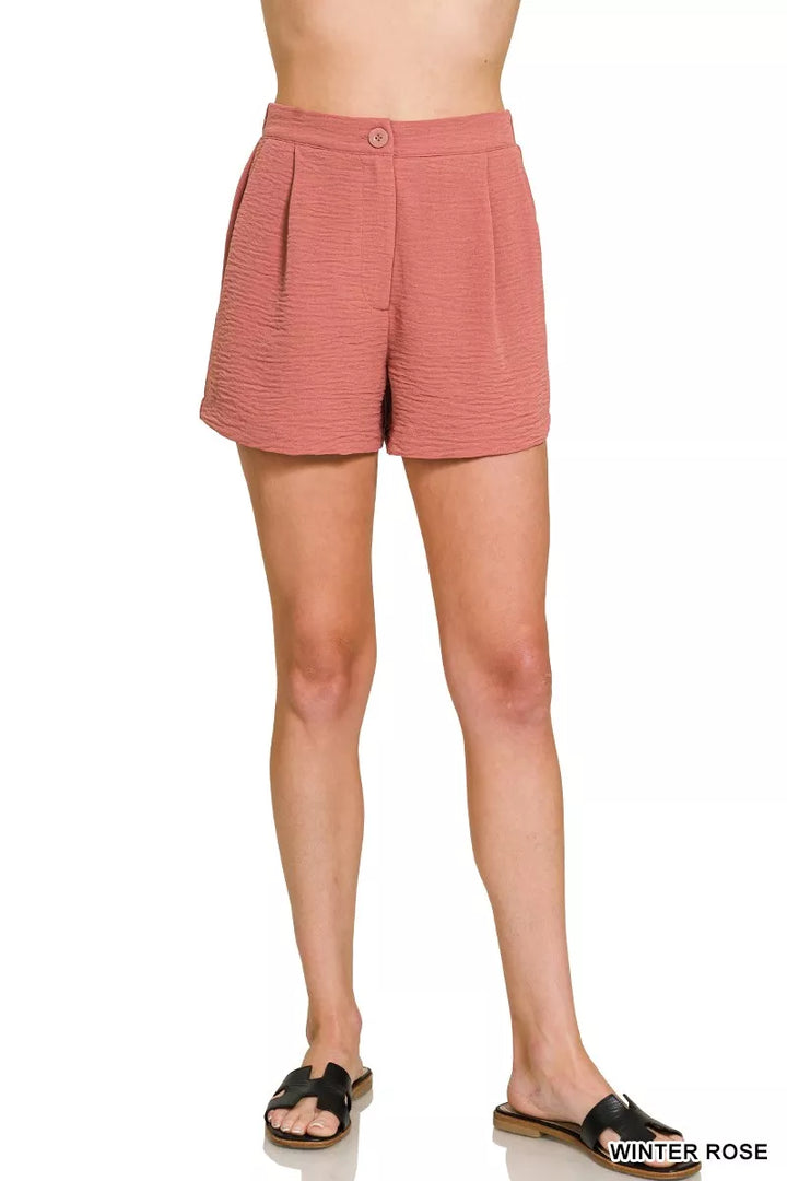 Zenana Woven Airflow Back Elastic Waist Shorts 2