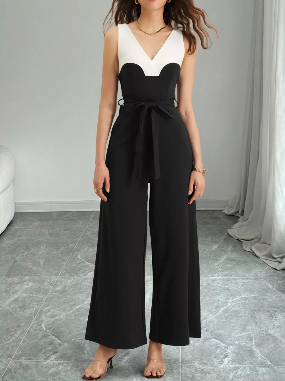 Color Block Wide Leg Jumpsuit