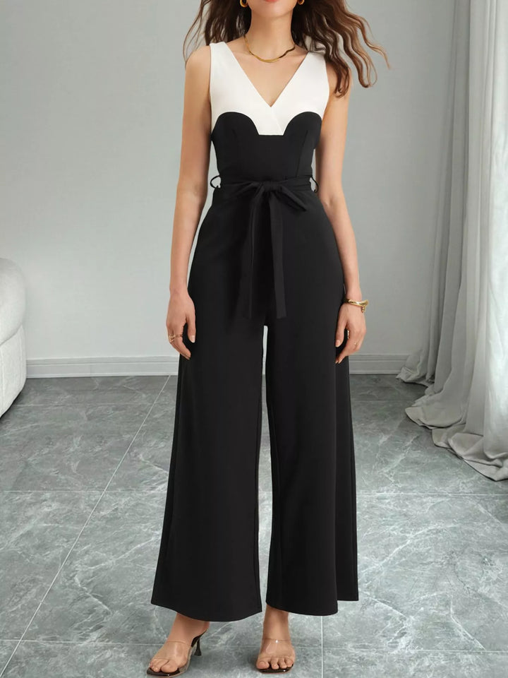 Color Block Wide Leg Jumpsuit