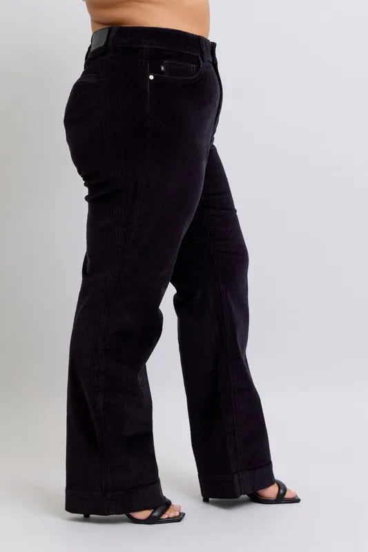 Bk Judy Blue Full Size High Waist Corduroy Trouser Wide Plus Size