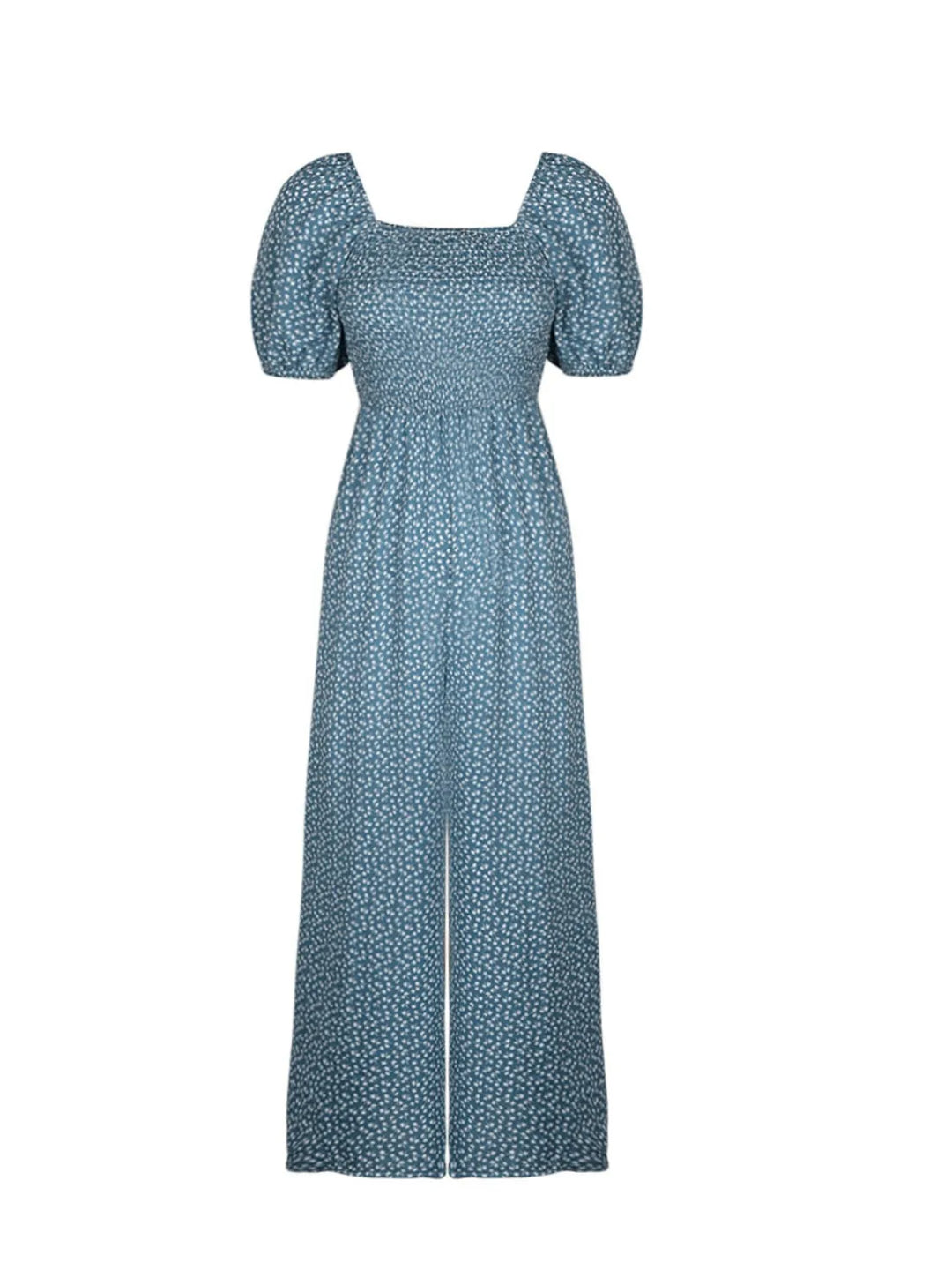 Rust Printed Square Neck Puff Sleeve Jumpsuit 1