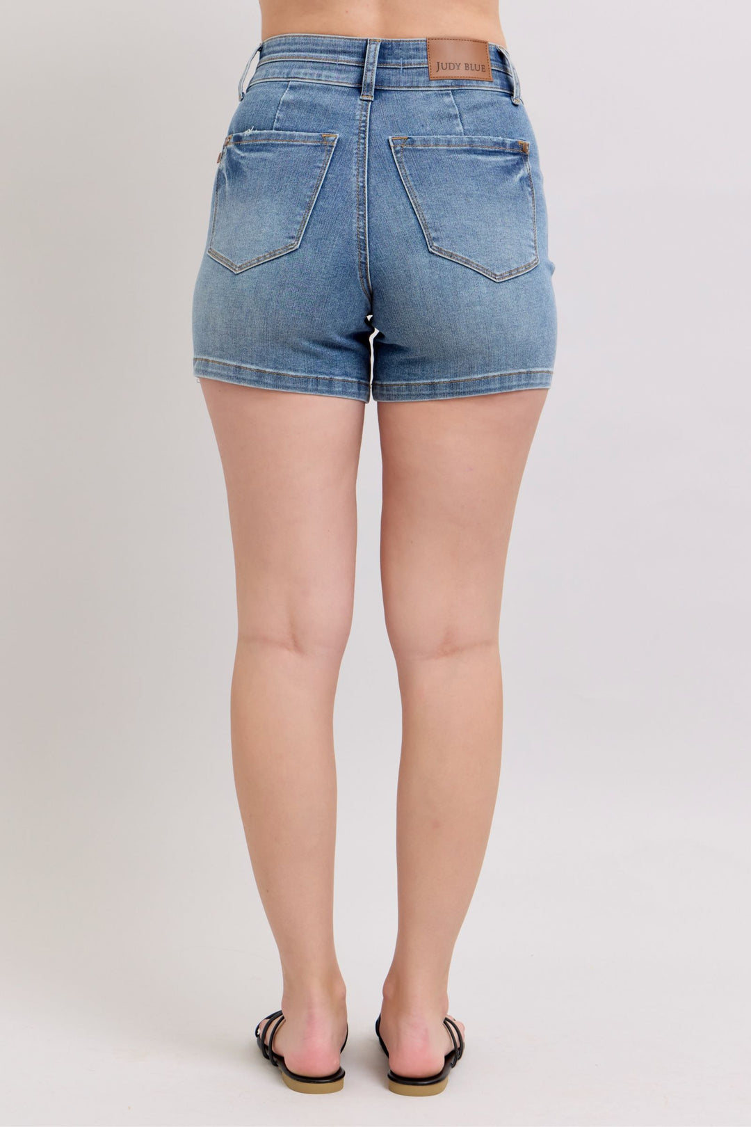 Medium Judy Blue Full Size High Rise Tummy Control Denim Shorts Plus Size
