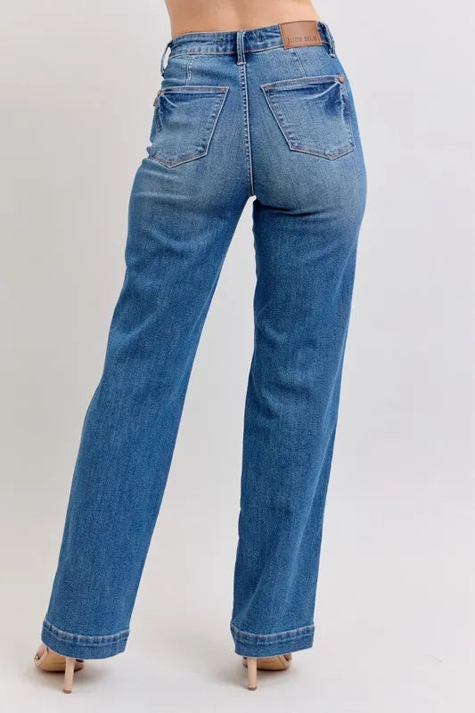 Md Judy Blue Full Size High Waist Contrast Thread Straight Plus Size