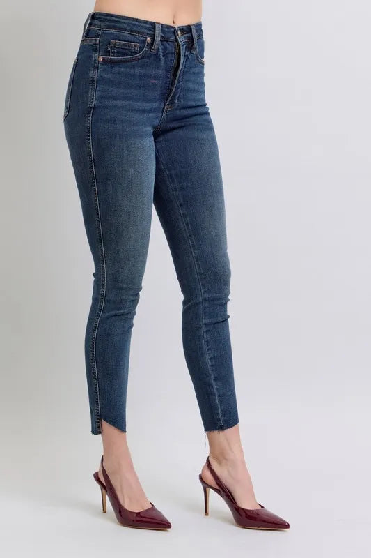 Dk Judy Blue Full Size High Waist Tummy Control Step Hem Skinny Jeans Plus Size
