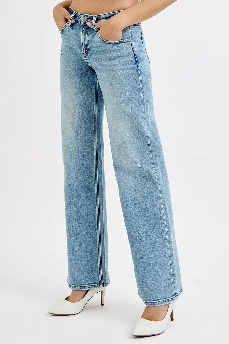 Medium Risen Full Size Low Rise Ankle Boyfriend Distressed Jeans Plus Size