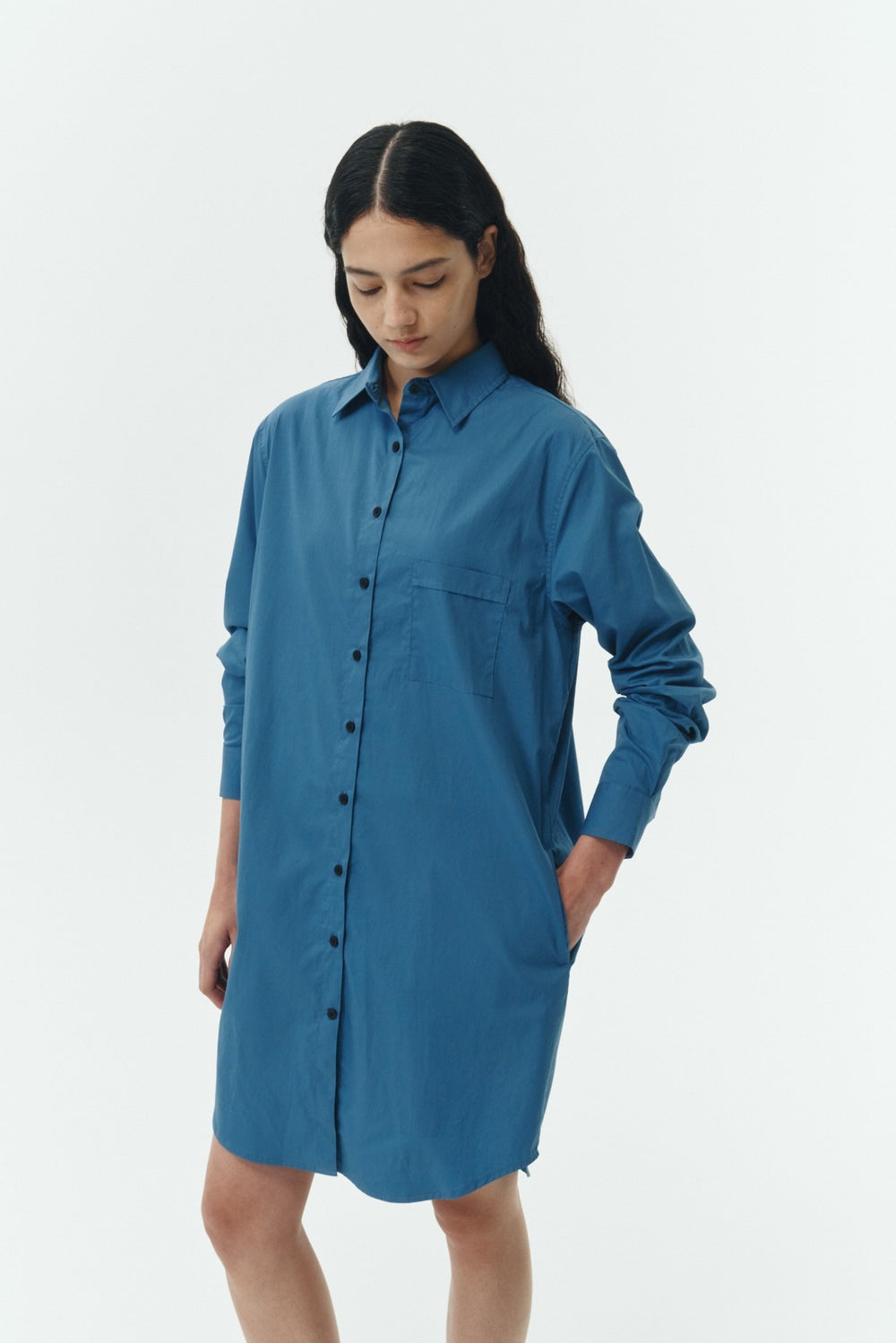 Cloud Gray Cara Solid Shirt Dress