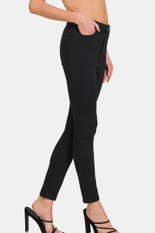 Black Zenana High Rise Skinny Jeans With Pockets