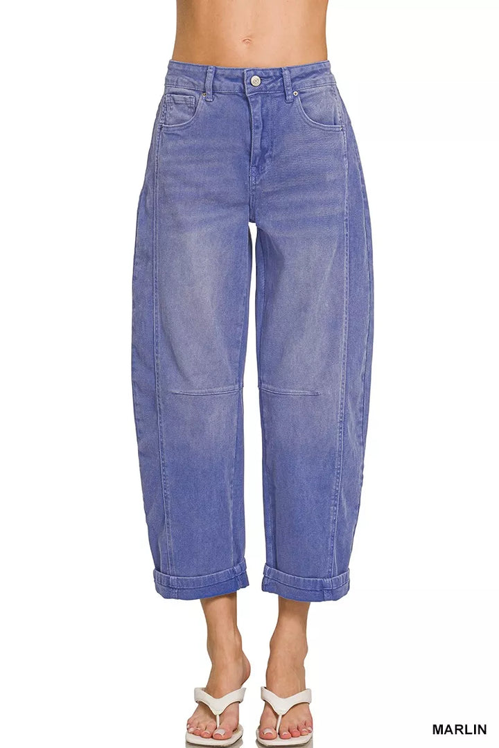 Marlin Zenana High Rise Barrel Leg Cropped Jeans 2