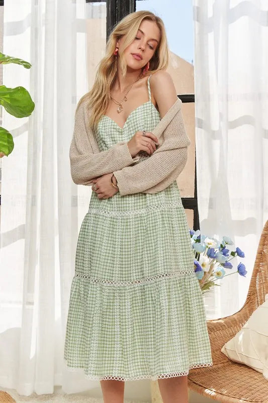Adora Gingham Detail Washed Dress 1
