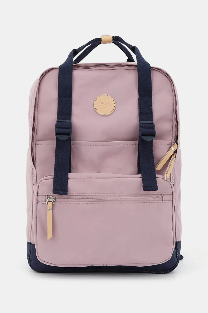 Light  Mauve Himawari Waterproof Canvas Backpack Bag With Side Pockets 2