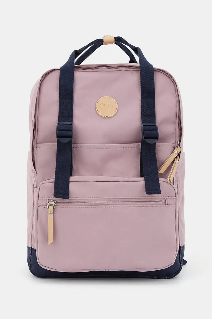 Light  Mauve Himawari Waterproof Canvas Backpack Bag With Side Pockets 2