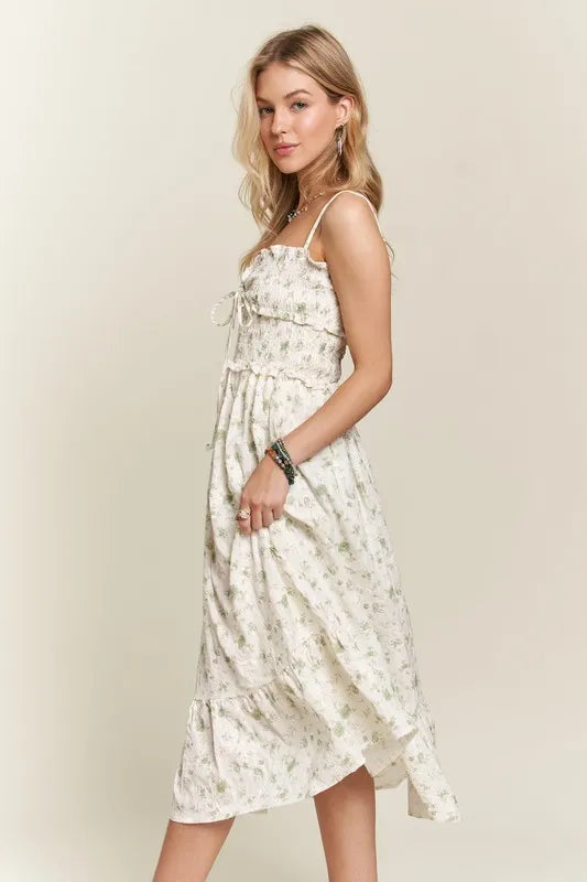 Adora Smocked Floral Sweetheart Neck Cami Dress
