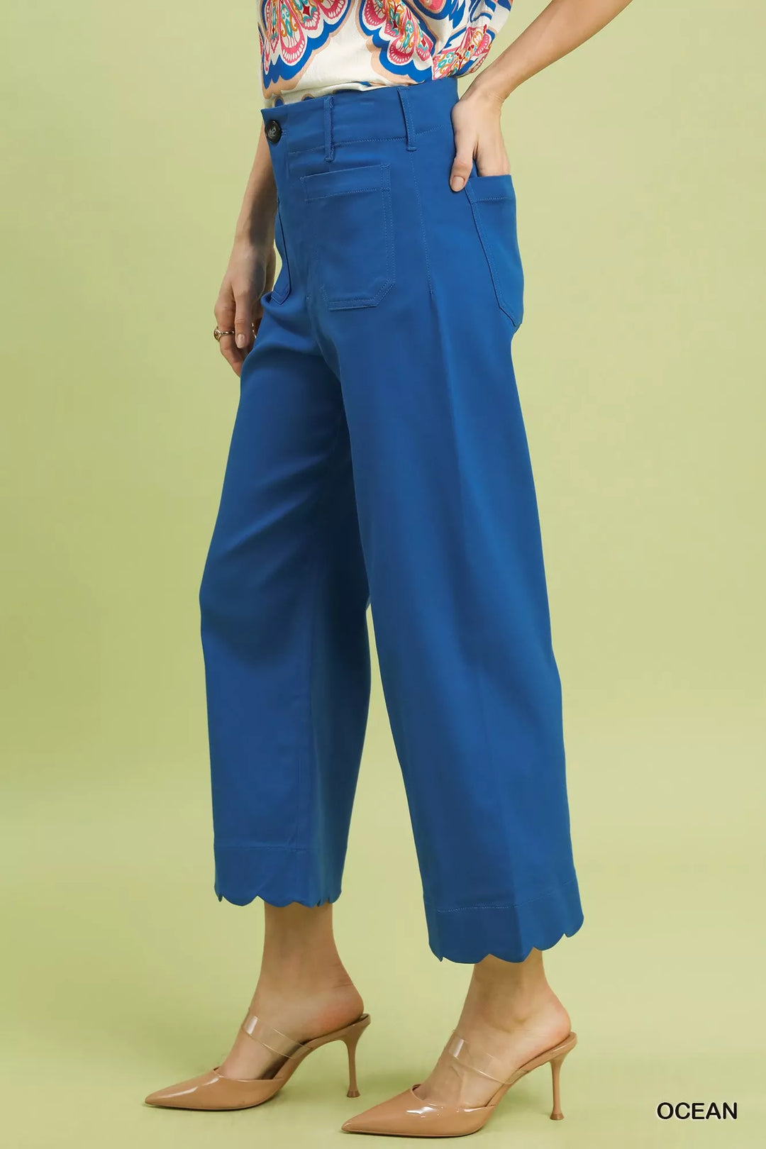 Ocean Umgee Scallop Hem Wide Leg Pants 1