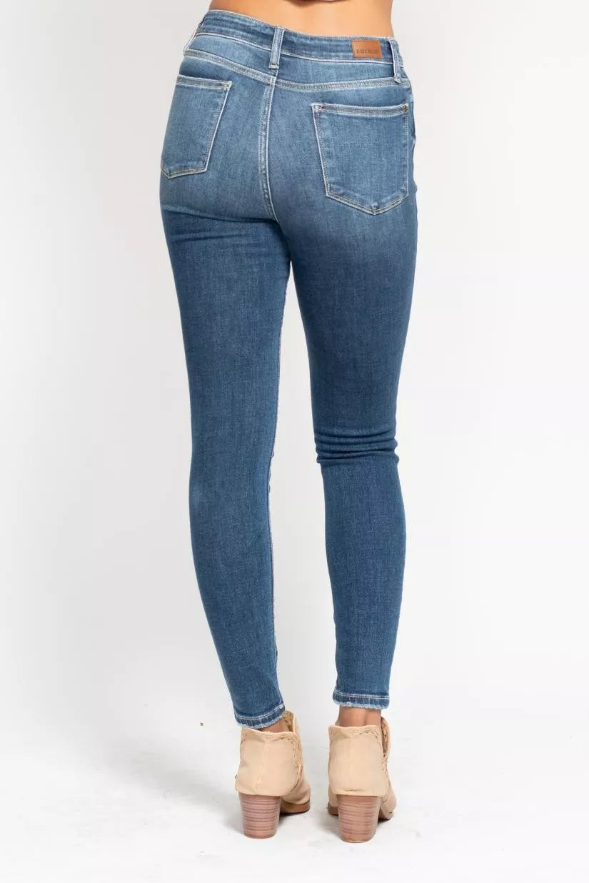 Md Judy Blue Full Size High Rise Button Fly Skinny Jeans Plus Size
