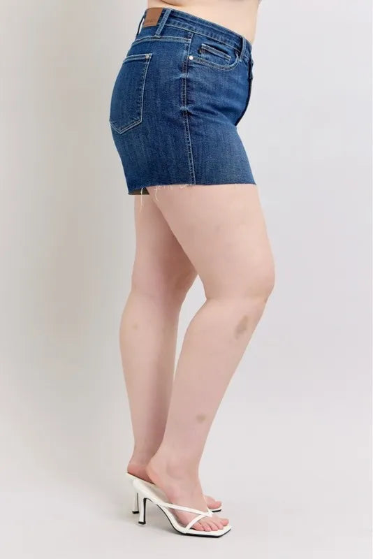 Judy Blue Plus Size High Waist Criss Cross Waistband Denim Shorts