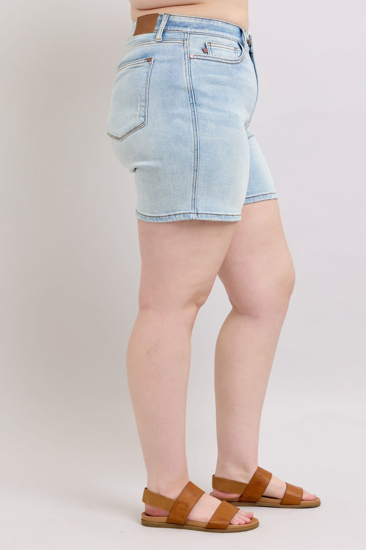 Judy Blue Full Size 2 Button Denim Shorts With Pockets Plus Size 1