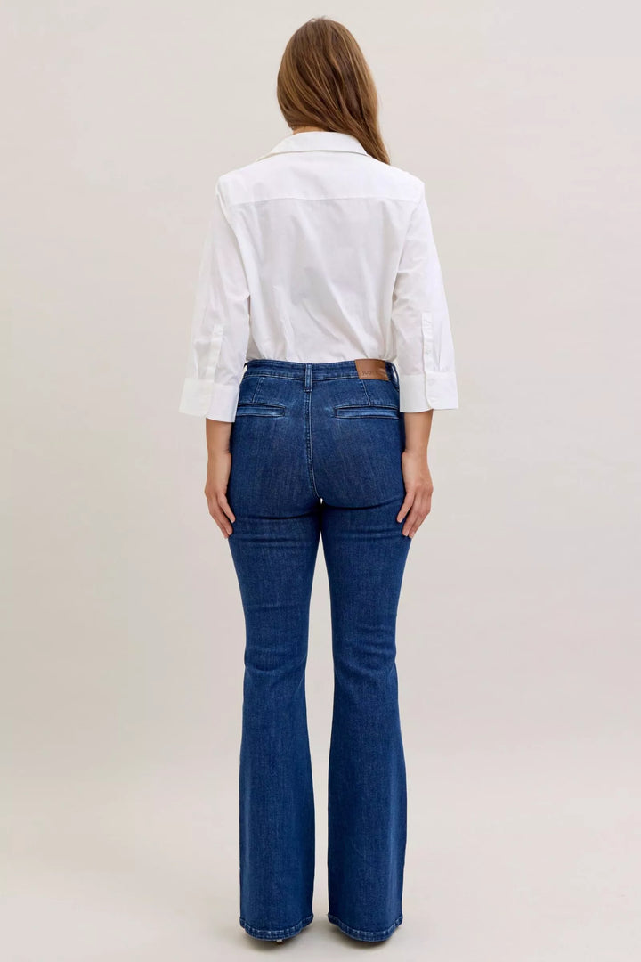 Dk Judy Blue High Waist Flare Jeans With Front Patch Pockets