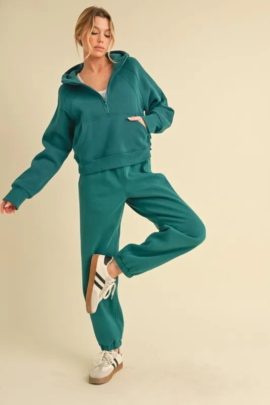 Teal Aemi Co Drawstring Elastic Waist Joggers 1