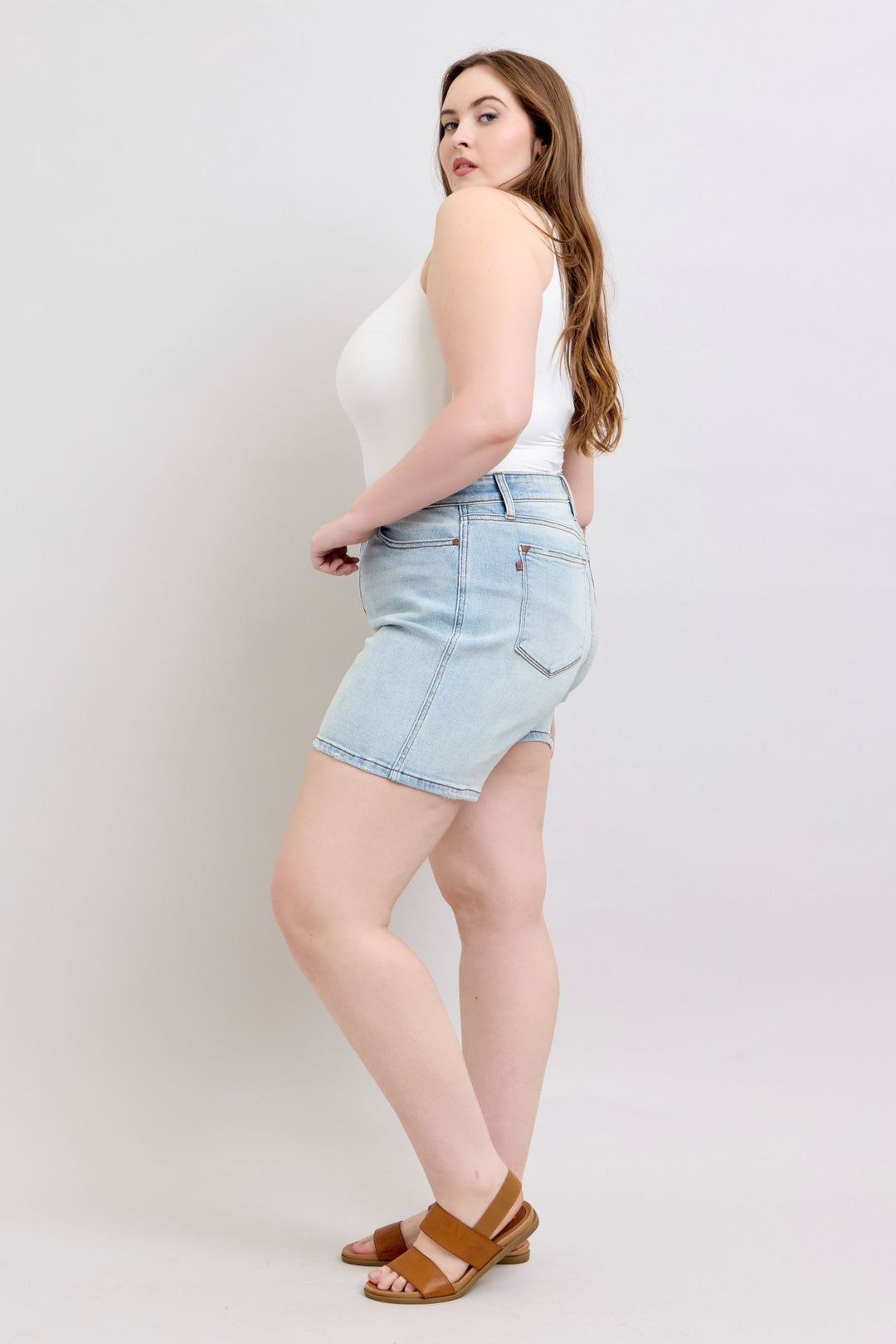 Judy Blue Full Size 2 Button Denim Shorts With Pockets Plus Size 1