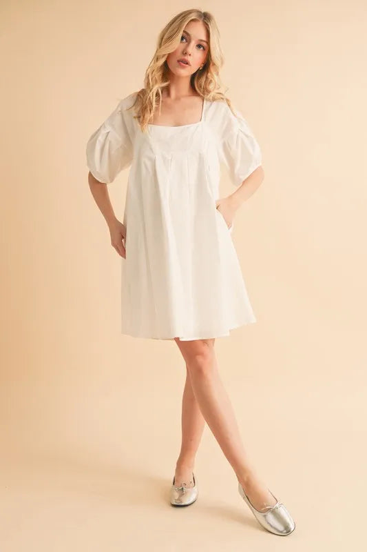 Aemi Co Square Neck Babydoll Dress With Pockets 1