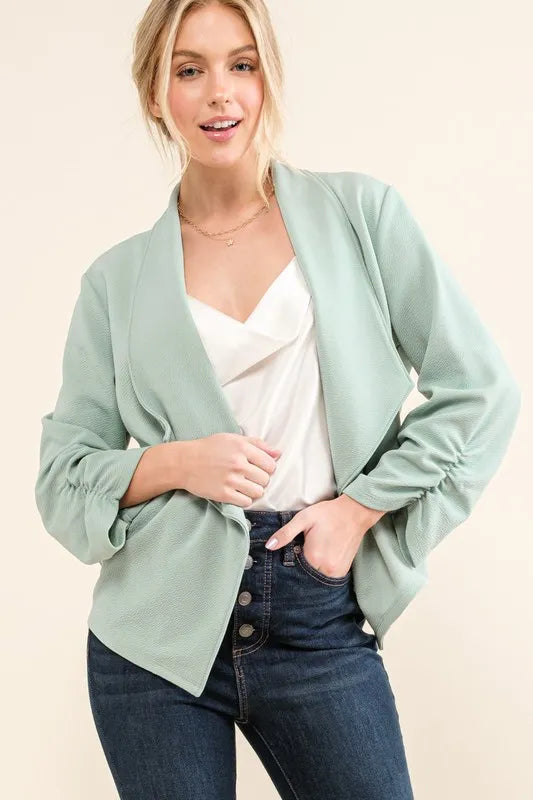 Mint And The Why Stretch Non Wrinkled Basic Open Front Blazer