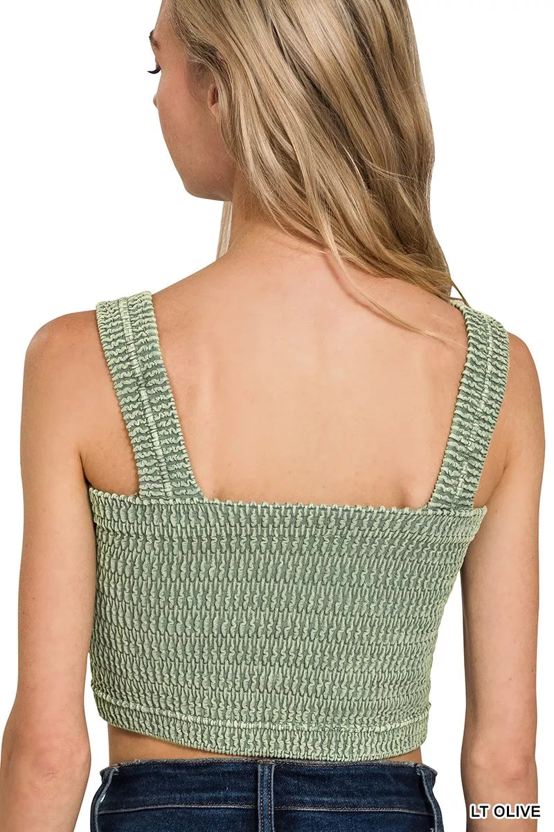 Zenana Seamless Winkle Stone Washed Bra Top 1